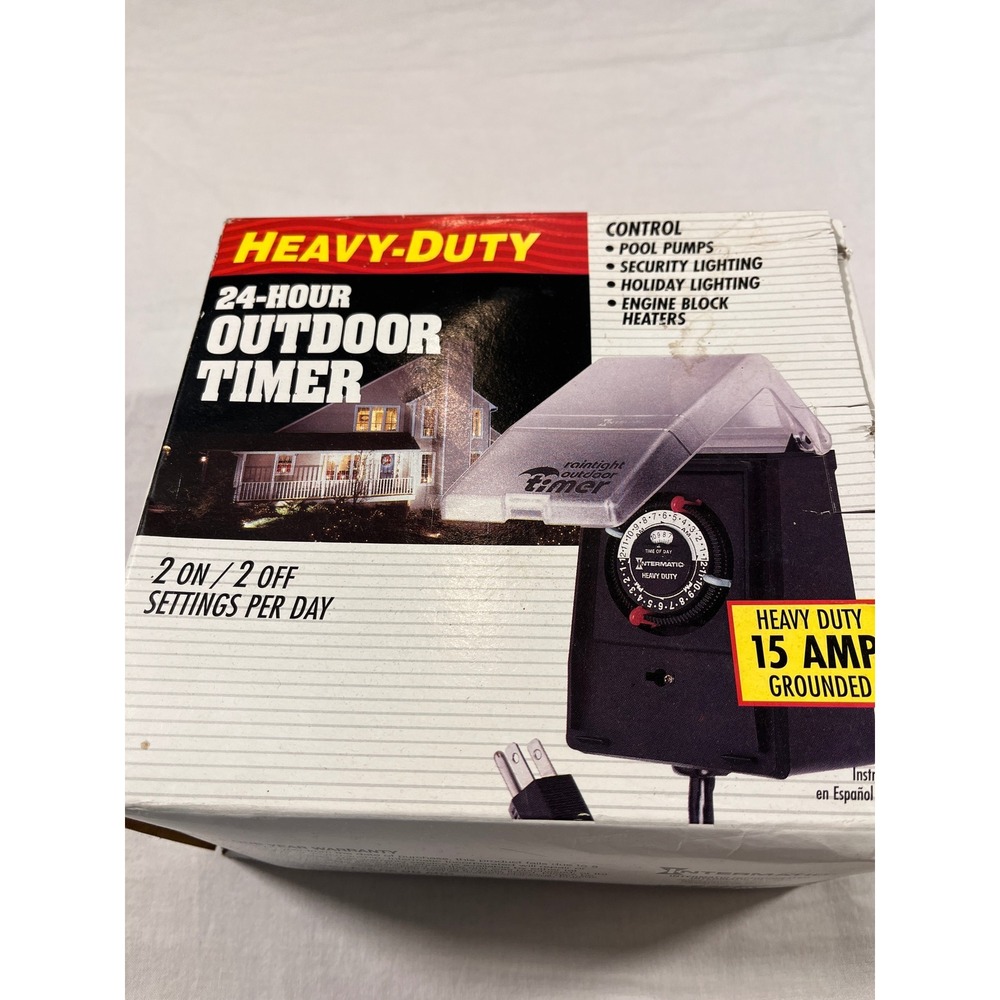 Intermatic 24-Hour Outdoor Timer HB31R Black NEW Heavy Duty 15 Amp Grounded
